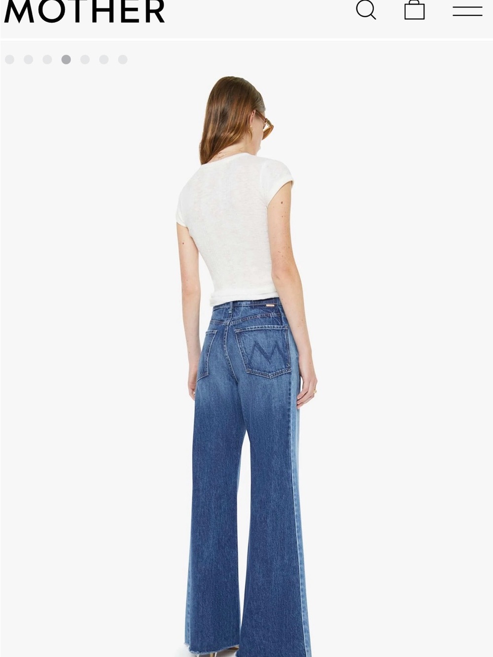MOTHER Two-Tone Denim Straight Jeans in Dark and Light Blue - Picture 5 of 5